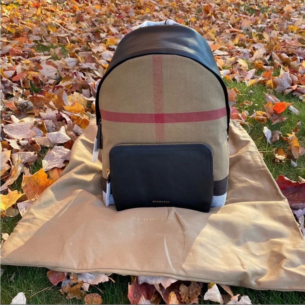 Burberry Aabbeydale check plaid leather unisex backpack